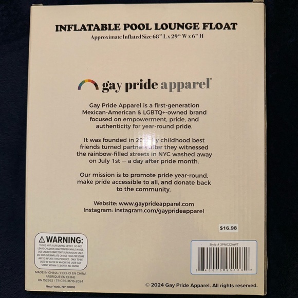 PRIDE🏳️‍🌈 Inflatable Pool Lounge Float - Picture 2 of 2